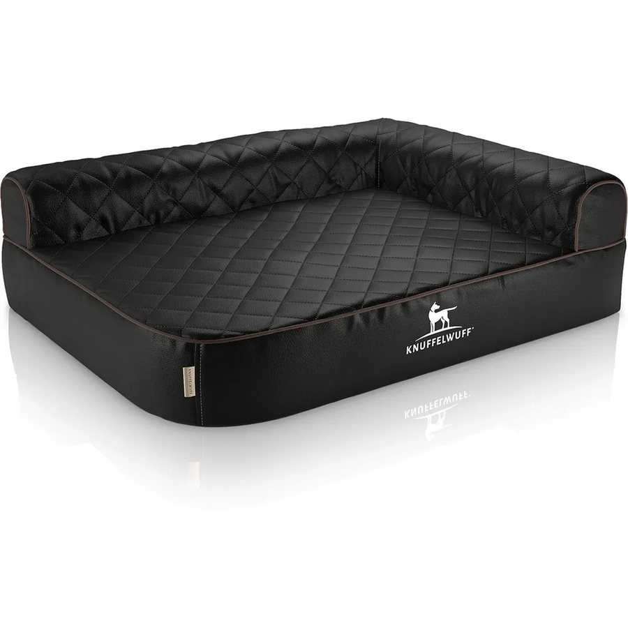 Knuffelwuff Eck Hundebett Winslow Orthopädisch aus Kunstleder mit Memory-Foam, Schwarz, B: 120 cm, T: 80 cm - Bild 2