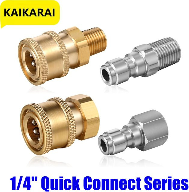 Kaikarai Hochdruckreiniger-Kupplungen 1/4 Zoll Schnellanschluss Adapter Set mit männlichen und weiblichen Verbindungsstücken für Garten und Bewässerung - Bild 1