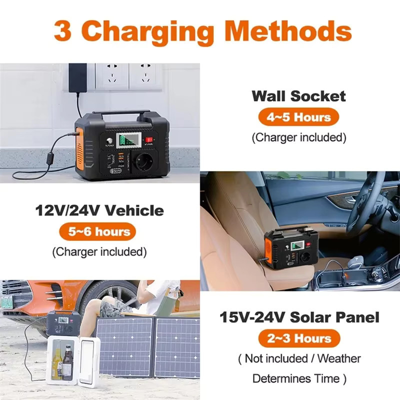 Flashfish E200 Tragbare Powerstation 200W Solargenerator 151Wh 40800mAh Schwarz mit 220V AC-Anschluss und 2 DC-Ports für Camping und Wohnmobil - Bild 5