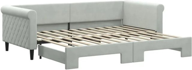 vidaXL Tagesbett ausziehbar in Hellgrau mit Samtbezug B/T/H: 90 x 200 cm - Bild 1