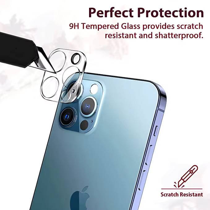 3D Gebogener Objektivschutz für Apple iPhone 11 12 13 14 15 Pro Max Kamera Schutzfolie in Transparent - Bild 4