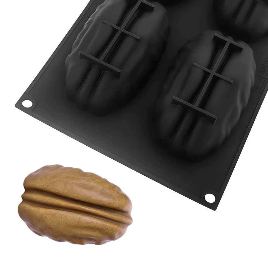 Meibum 4-fach Pecan-Silikonform in Schwarz für Nusskuchen, Schokolade, Pudding, Dessert sowie DIY Kerzen und Seifen - Bild 5