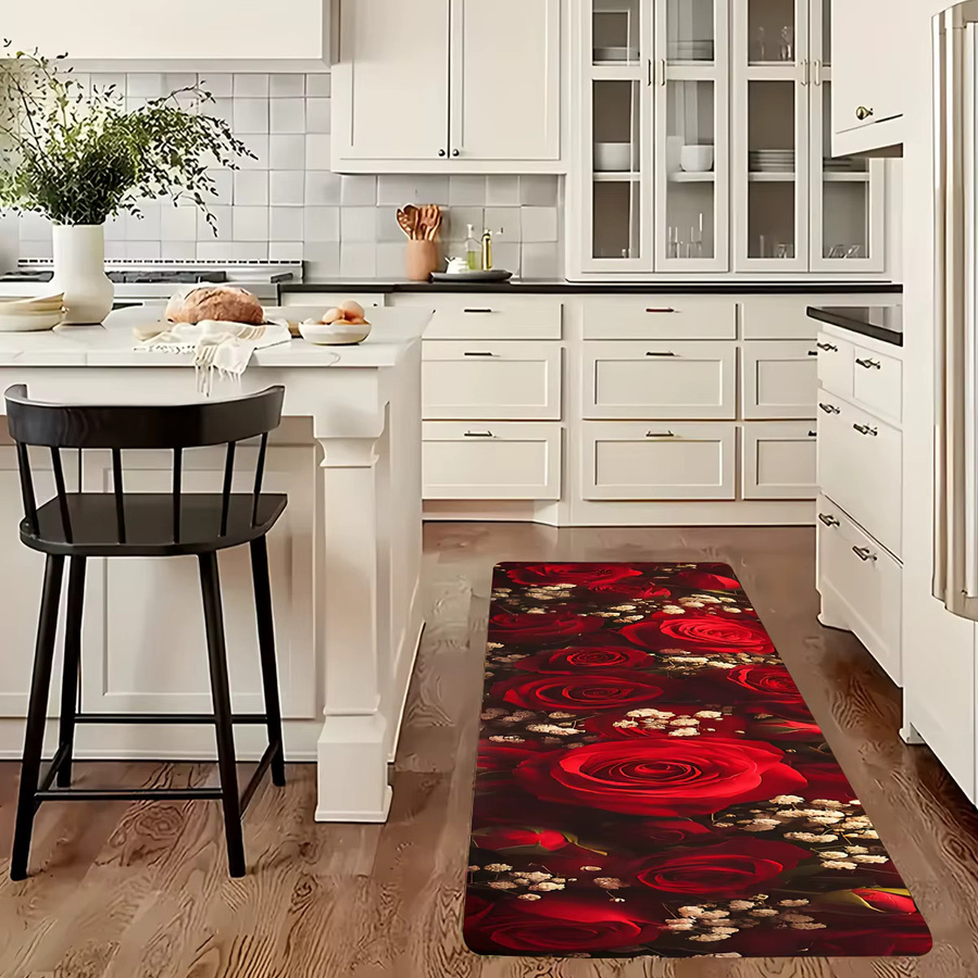 VIKAMA Rosenläufer Teppich mit floralem Design in Rot für Wohnzimmer und Schlafzimmer, B/T: 120 cm - Bild 3
