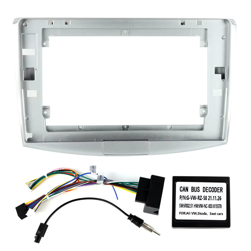 MEKEDE 10 Zoll Autoradio-Frontplattenrahmen für Volkswagen VW Passat B5 B6 B7 B8 Magotan in Grau mit Power Adapter - Bild 4
