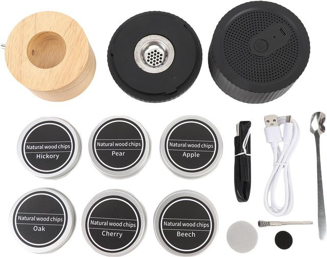 GoolRC Elektrisches Whiskey-Räucherset mit 6 Holzchips, Wiederaufladbares Cocktail-Räuchergerät Infusor, Beige - Bild 1