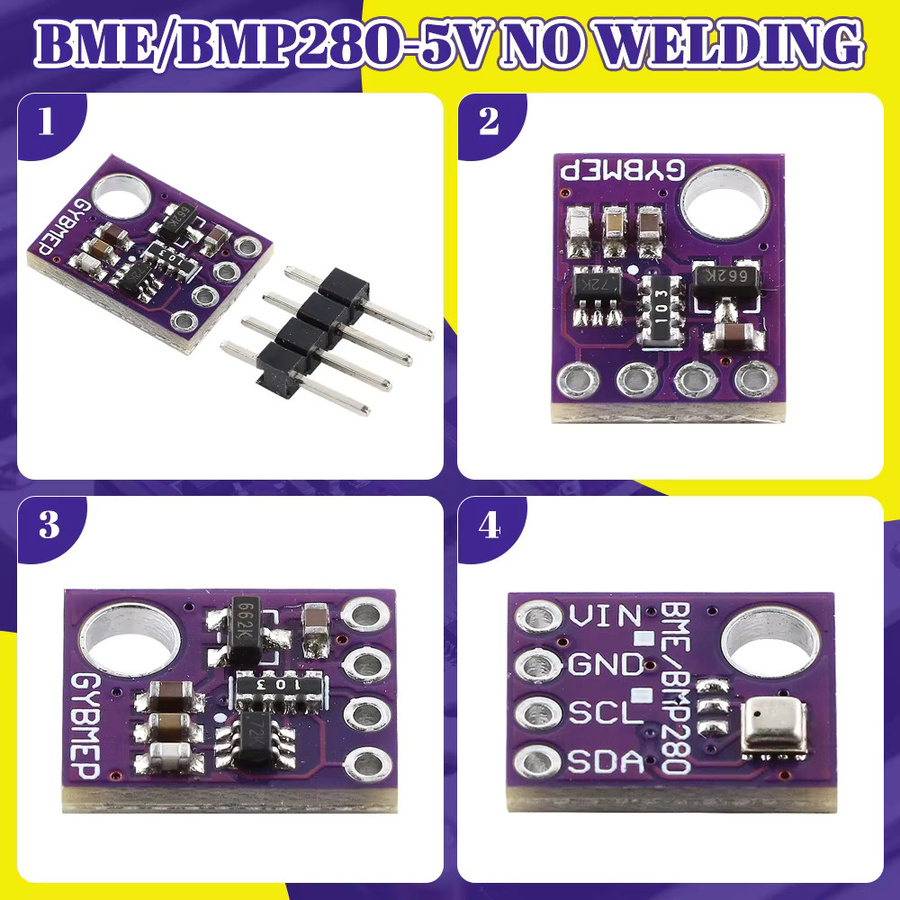 GY-BME280-5V Sensor Modul zur Messung von Luftdruck, Temperatur und Feuchtigkeit von UICPAL - Bild 2