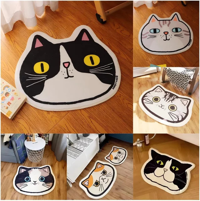 VIKAMA Cartoon Katze Teppich Waschbare und rutschfeste Matte für Badezimmer und Schlafzimmer - Bild 1