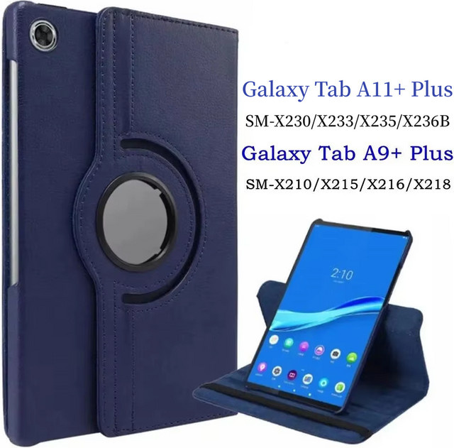 Samsung Galaxy Tab A9 Plus 11 Zoll Hülle aus Leder in Schwarz, 360 Grad drehbar, passend für SM-X210/X215/X216/X218 und Galaxy Tab A11 2025 - Bild 1