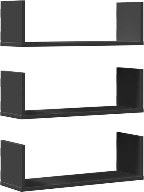 vidaXL Wandregale 3er-Set Schwarz aus Holzwerkstoff B: 58 cm, T: 18 cm, H: 18 cm - Bild 1