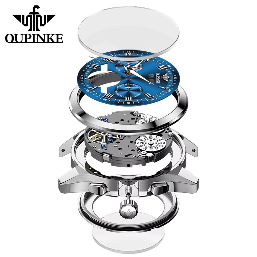 OUPINKE Herrenuhr, Automatik, Edelstahl, Schwarz, Rund - Bild 2