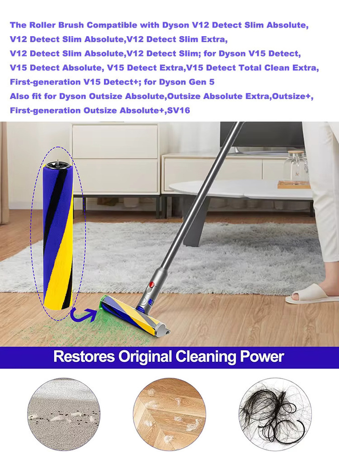 Dyson Soft Roller Brush Bar mit Plüschstreifen in Rot und Multicolour für Gen5, V8 Slim, V10 Slim, V12 Detect Slim, V15S und V15 Detect Slim Staubsauger Ersatzteil - Bild 4