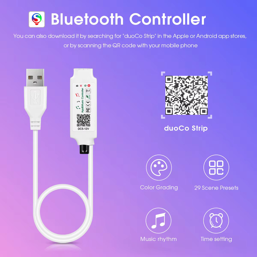 CHNAITEKE RGB LED COB Streifen mit USB 5V, Tuya WiFi und Bluetooth, Multicolour, 576 LEDs/m, RA90, intelligente App-Steuerung - Bild 4