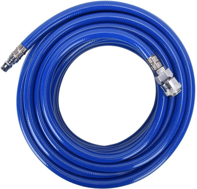 Aimo Blauer Flexibler Pneumatischer PVC-Schlauch mit Schnellkupplung für Kompressor, 15 m - Bild 1
