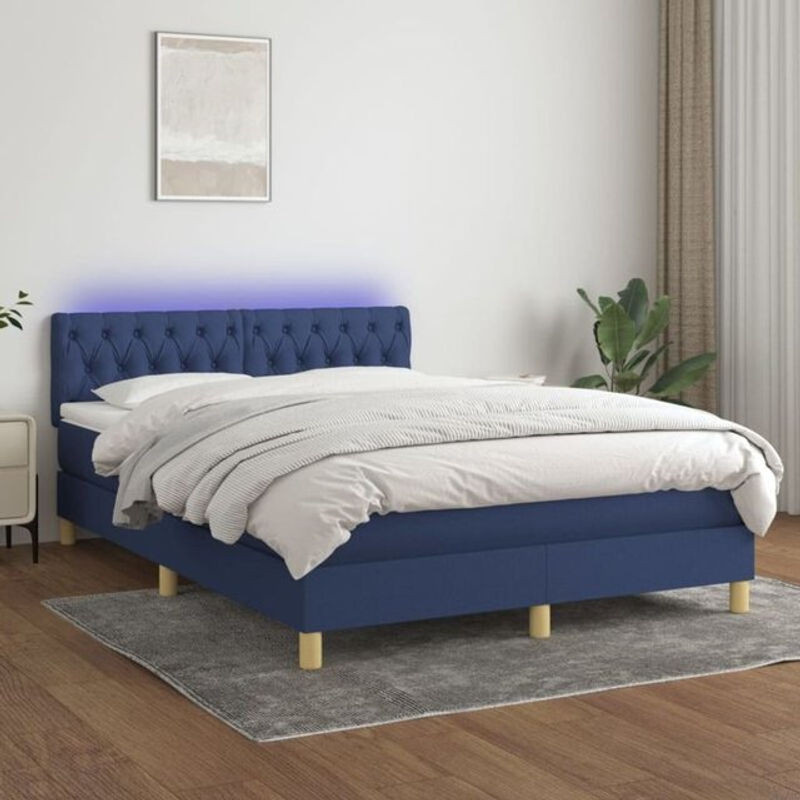 Vidaxl Boxspringbett mit Matratze in Blau aus Stoff mit modernem Polsterdesign, B/T: 140 x 200 cm - Bild 1