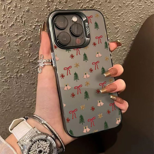 Stoßfeste iPhone Handyhülle mit Schneeflocken und Schleife in Multicolour für Apple iPhone 11 bis iPhone 17 Pro Max - Bild 1