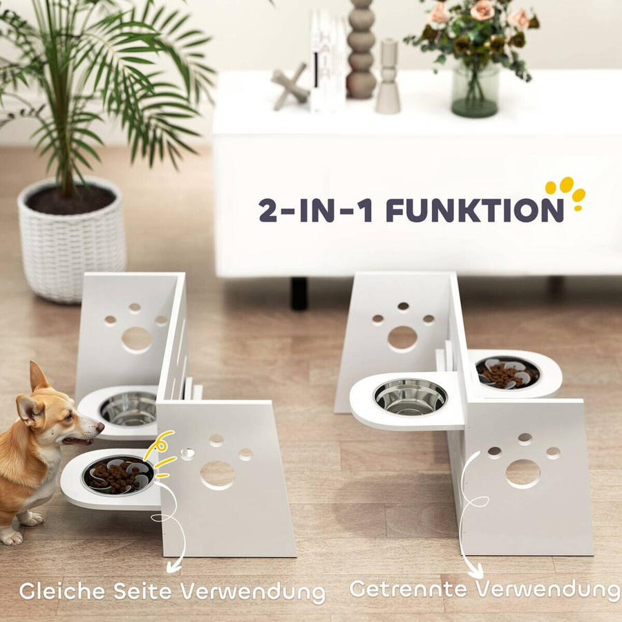 PawHut Hundenapf aus Stahl in Weiß, B/H/L: 58,5 x 63 x 40 cm - Bild 3
