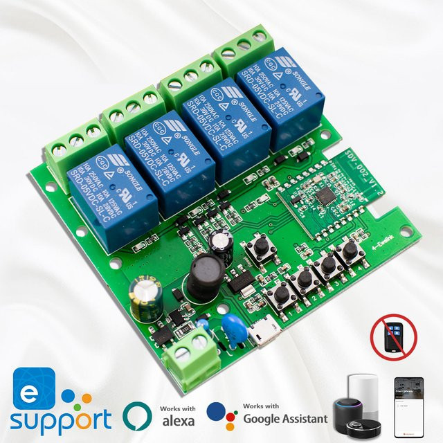 Scimagic-RC 4CH Smart Switch 4-Kanal Wifi Relais Modul in Grün für DC/AC 12V 24V 220V kompatibel mit Ewelink App Alexa und Google Home - Bild 1