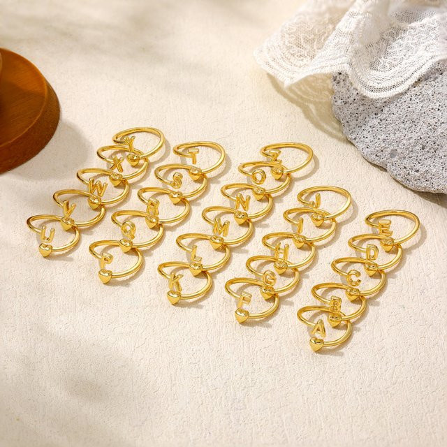 Erpels Fingerring, Goldfarben, Buchstaben-Herz, Damen - Bild 1