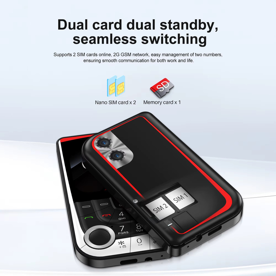 SERVO V10 Mobiltelefon mit 2,01 Zoll Display, 2G GSM, USB-C und Dual-SIM in Schwarz - Bild 3