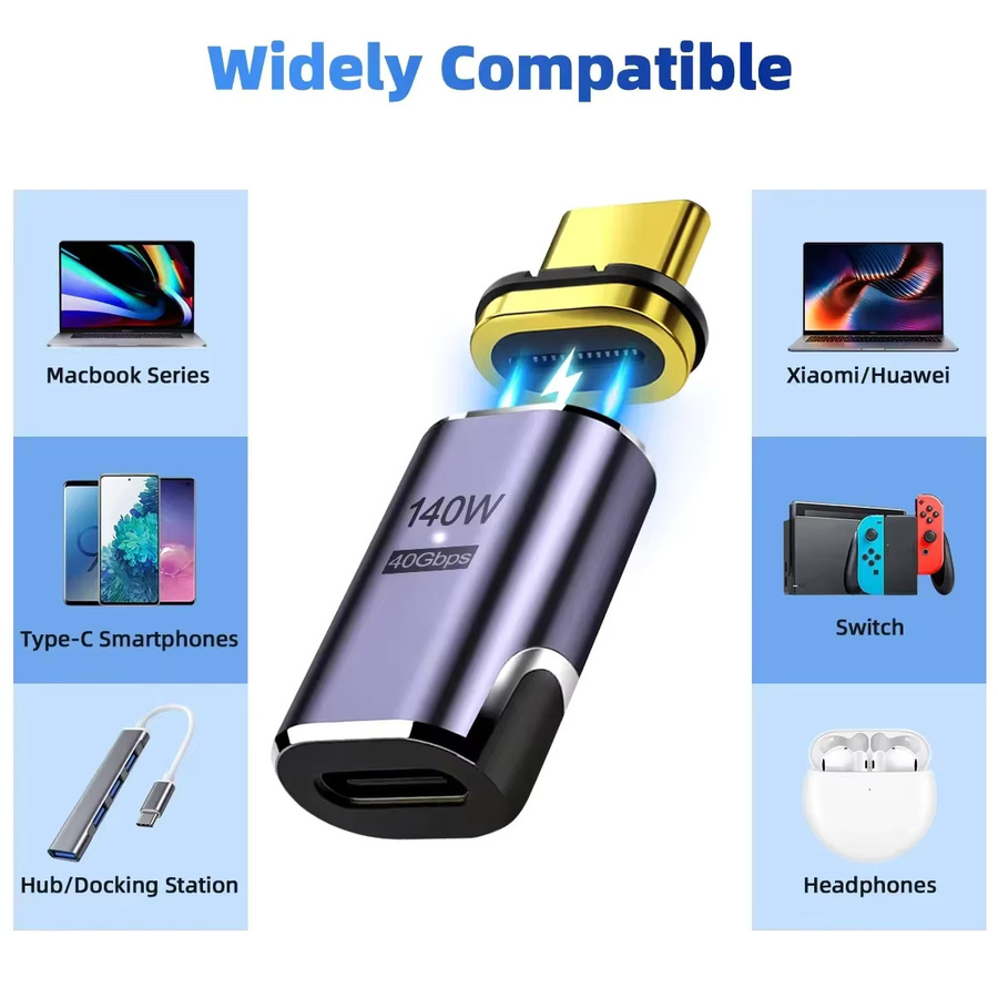 BSN Magnetischer USB-C auf Typ-C Adapter mit 140W Schnellladefunktion und 40Gbps Datenübertragung, 8K@60Hz Unterstützung - Bild 2