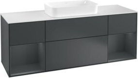 V&B Waschtischunterschrank Finion mit Wandbeleuchtung, Breite: 160 cm, Tiefe: 50,1 cm, Höhe: 50,1 cm, lackiert in Mittelblau - Bild 1