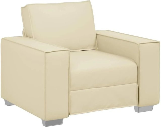 vidaXL Sofa-Sessel in Beige aus Kunstleder und Stoff mit Armlehnen, Breite: 100 cm - Bild 1