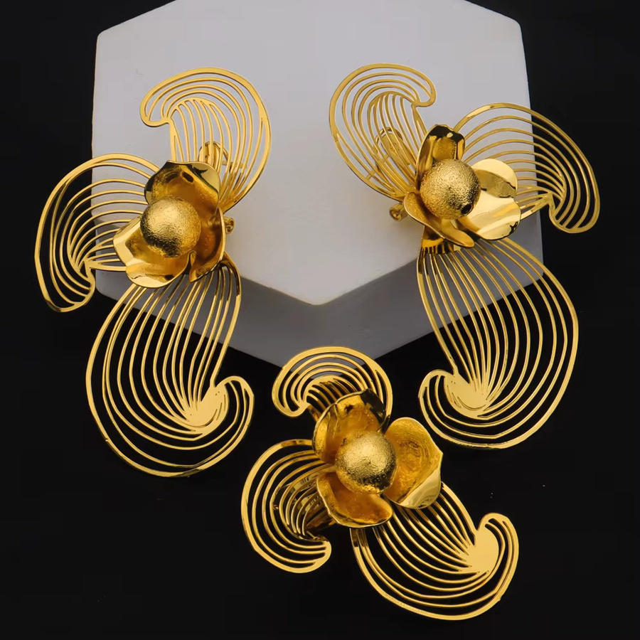 LETINGSHA Schmuck-Set, Blume Form, Ohrring und Ring, Damen - Bild 3