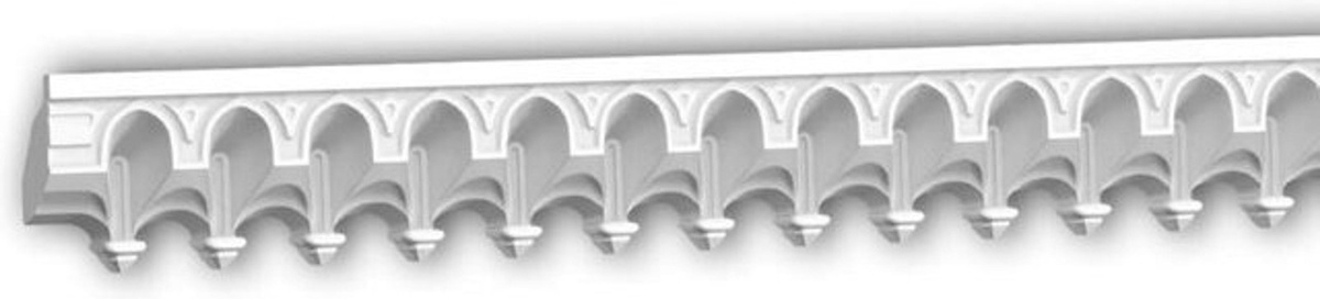 Profhome Decor Eckleiste 150501 Deckenleiste Stuckleiste in Weiß mit orientalischen Architekturmotiven aus Kunstharz, Länge: 2,02 m - Bild 1