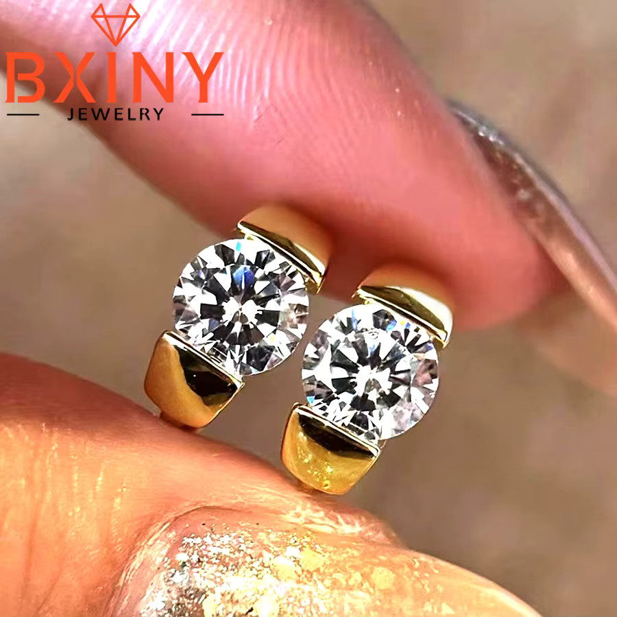 BXINY Creolen, 925 Silber, Moissanit, Diamant, Damen - Bild 2
