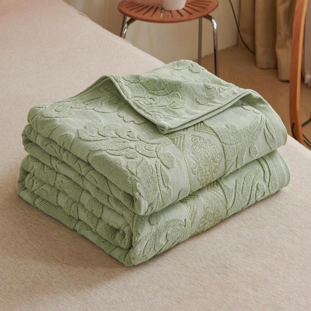 HomeHarmony Shanghai Sommerdecke aus reiner Baumwolle im Vintage-Stil, Farbe: Grün, B x L: 200 x 230 cm - Bild 1