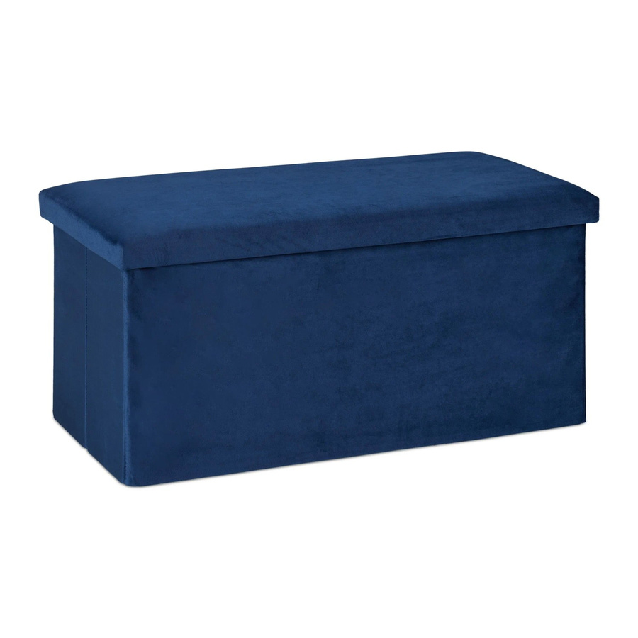 Relaxdays Sitzbank aus Samt in Blau mit Stauraum, faltbar, B/H/T: 77 x 38 x 39 cm - Bild 2
