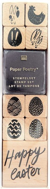 Rico Design Paper Poetry Stempelset Happy Easter in Rosa, Mint und Gelb - Bild 1