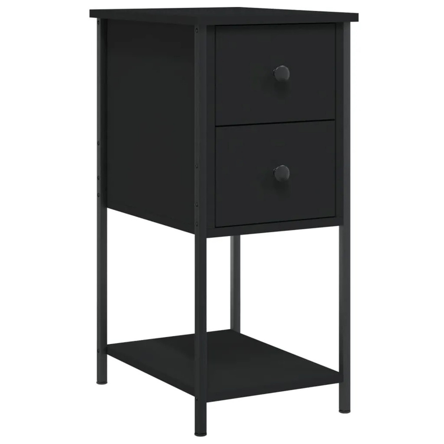 vidaXL Nachttisch in Schwarz aus Holzwerkstoff und Eisen, B/T/H: 32 x 42 x 70 cm - Bild 2