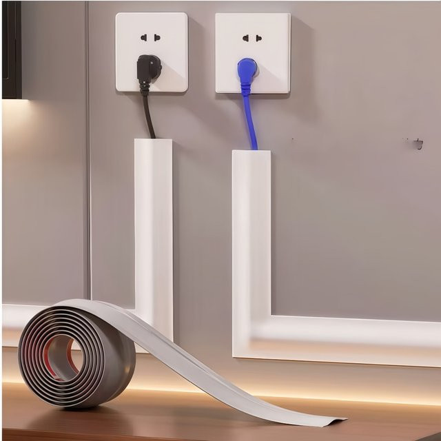 Kabelabdeckung aus PVC mit Selbstkleber in Weiß, Länge: 2 m, Breite: 5,5 cm - Bild 1