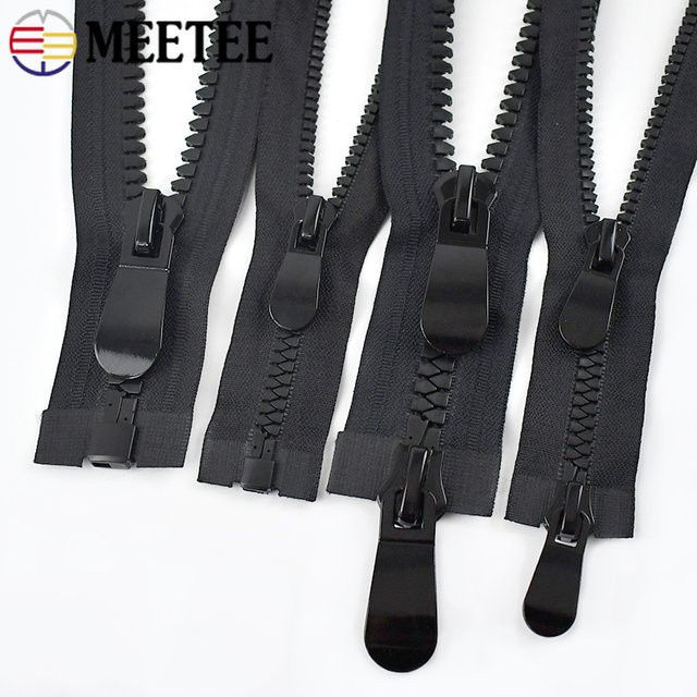 Meetee Kunststoff-Reißverschluss Reparatur-Set mit Doppel- und Einzelschieber für Taschen und Zelte, Farben: Schwarz und Weiß, Länge: 70-150 cm - Bild 1