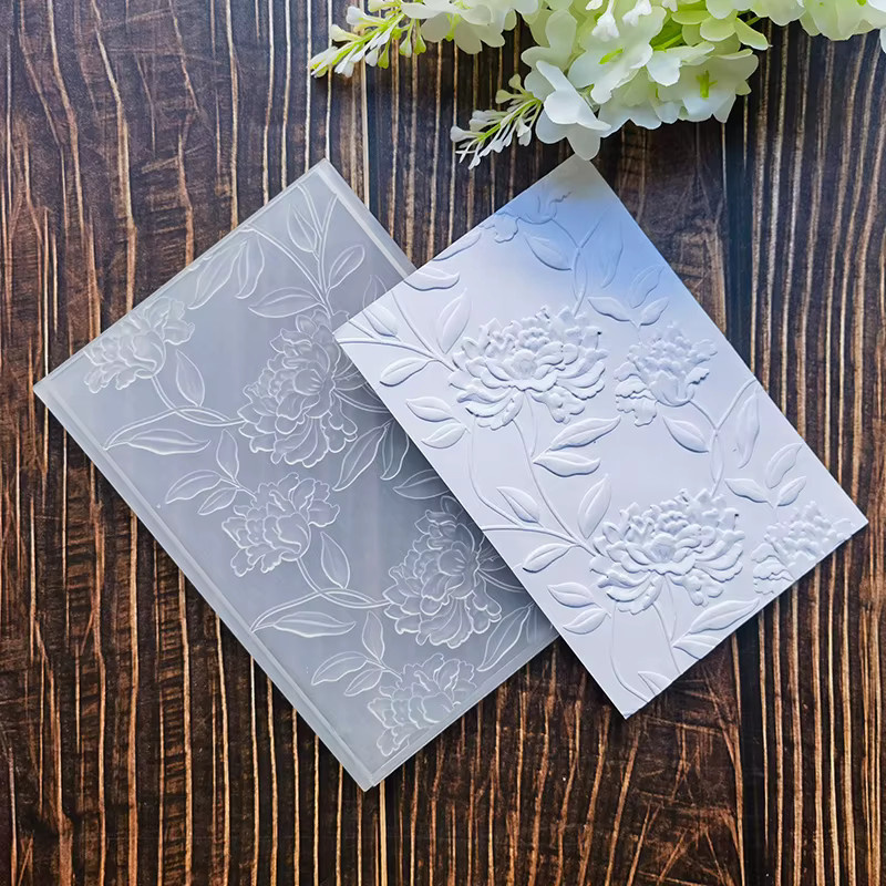 3D-geprägter Ordner mit weißem Fantasy-Blumendesign aus Kunststoff für Scrapbooking und Kartenherstellung - Bild 4