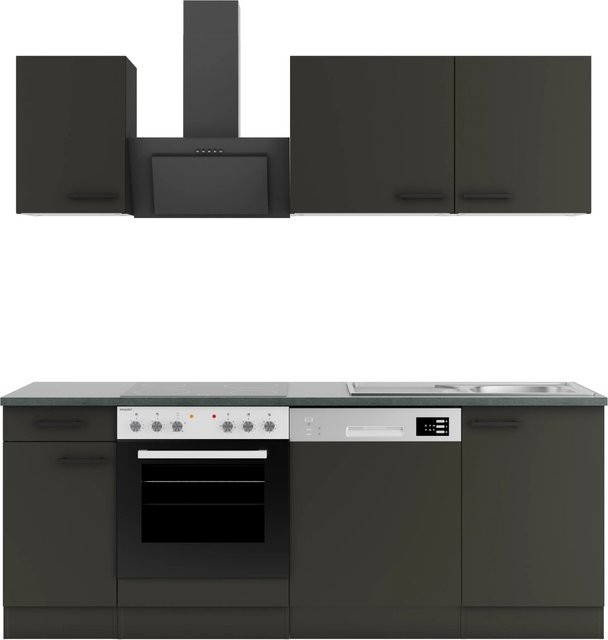 OPTIFIT Madrid420 Küchenzeile in Anthrazit mit modernem Design, Breite: 210 cm, Tiefe: 57 cm, Höhe: 81,5 cm - Bild 1