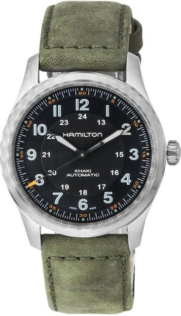 Hamilton Armbanduhr, Automatik, Titan, Schwarz, Leder, Herren - Bild 1