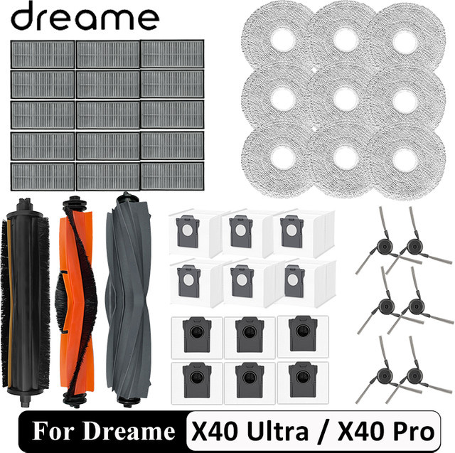 Dreame Zubehör-Set für X40 Ultra, X40 Pro und L40 Ultra mit Hauptbürsten, Seitenbürsten, Wischtüchern, HEPA-Filtern und Staubbeuteln - Bild 1