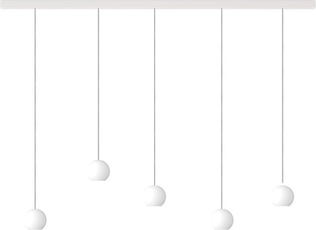 KOMOT KOS Quinto S LED-Pendelleuchte mit Schiene, 200 cm, Weiß matt, Edelstahl und mundgeblasenem Opalglas, Tunable White (2200K - 4200K) - Bild 1