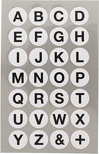 Rico Design Paper Poetry Office Sticker Punkte mit Alphabet in Weiß, Durchmesser: 18 mm, 4 Bogen - Bild 1
