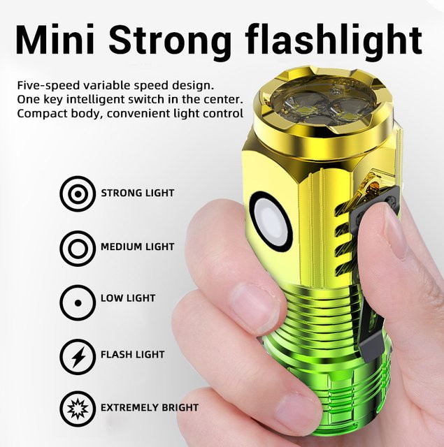 ZHIYU Mini-LED-Taschenlampe mit 3 LEDs, wiederaufladbarer Notfallscheinwerfer mit Stiftclip in Cool White - Bild 1