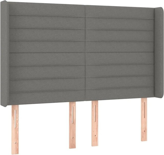 vidaXL LED Kopfteil Dunkelgrau mit USB-Ladeport und integrierter Beleuchtung, B: 147 cm, T: 16 cm, H: 118-128 cm - Bild 1