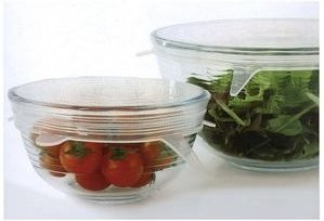 STEL ORA Dehnbare Silikondeckel Crystal Platinum in Transparent, 2er-Set, luftdicht und auslaufsicher, Durchmesser: 12 cm und 17 cm - Bild 1