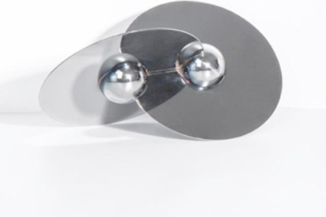 Minimalistische runde Wandleuchte in Silber mit geometrischem Design für Wohnzimmer und Eingangshalle - Bild 1