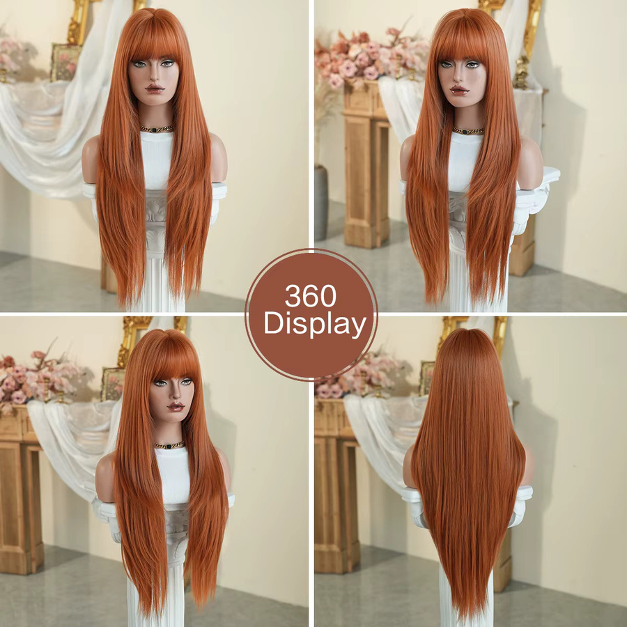 7JHH WIGS Perücke, lang, gerade, geschichtet, orange, Damen - Bild 3