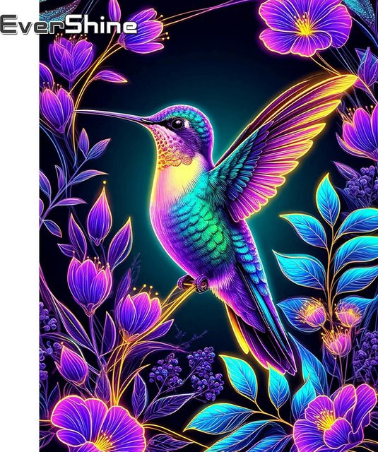 Evershine Diamantmalerei Wind Vogel und Blumen Mosaik Bild in Multicolour, B/H: 30,0 x 20,0 cm - Bild 1