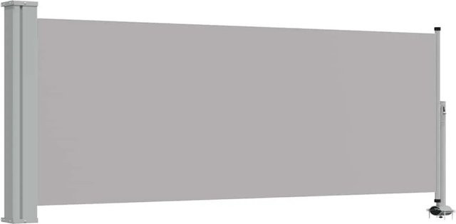 vidaXL Ausziehbare Seitenmarkise aus Polyester und Stahl, Grau, H: 100 cm, B: 300 cm - Bild 1