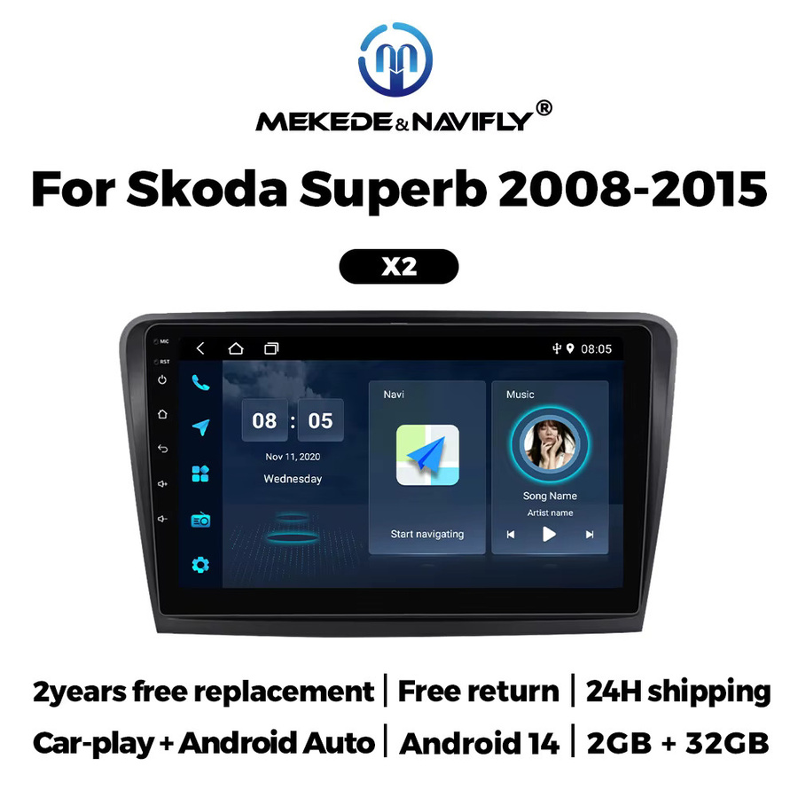 NAVIFANS 10 Zoll Carplay Android Auto Multimedia Player für Skoda Superb 2 B6, Schwarz - Bild 2