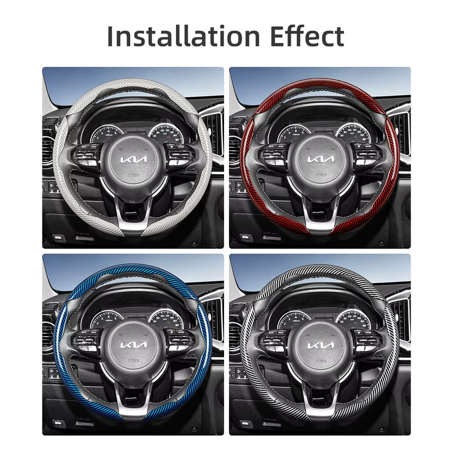 Hocasen Lenkradbezug in Carbonfaser-Textur mit segmentiertem Schnellverschluss-Design in Schwarz für Kia Sportage Seltos Sorento Niro Sonet Picanto Morning K3 Forte Cerato Carnival Telluride Carens - Bild 3